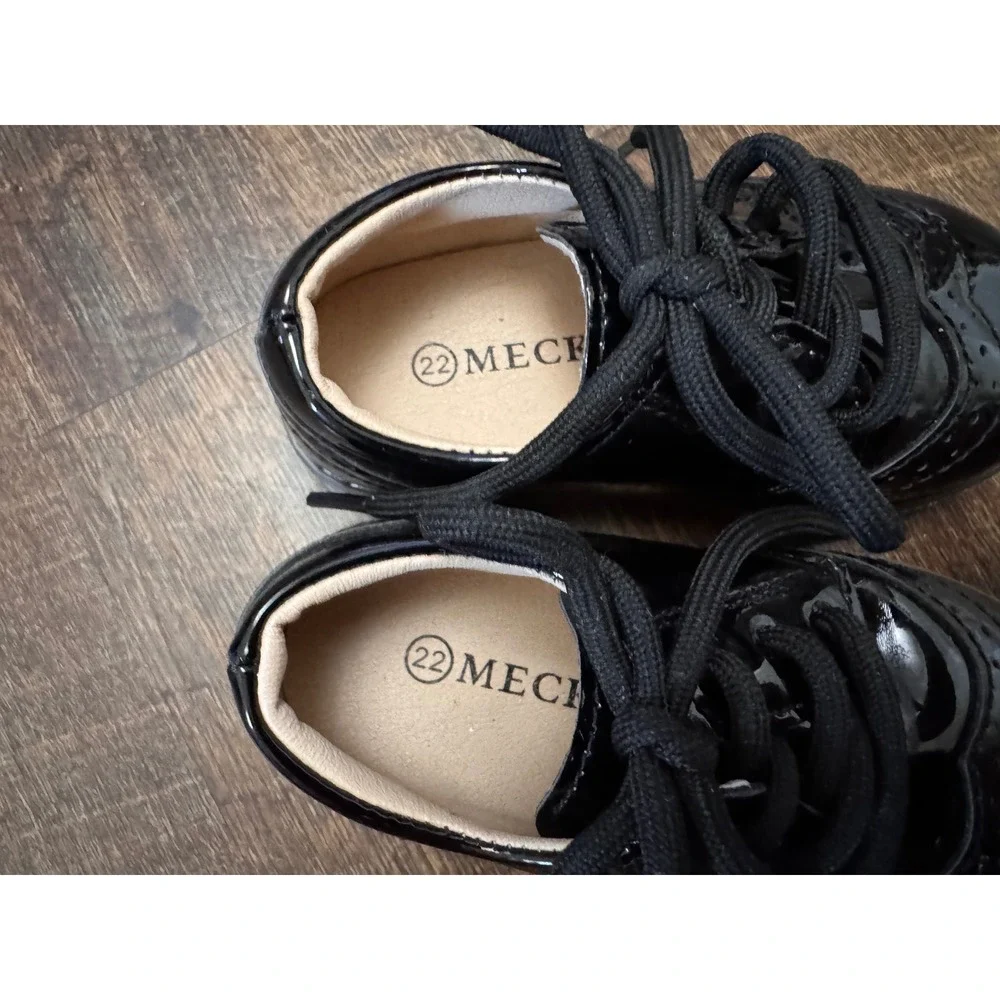 Meckior Toddler Black Patent Oxford Brogue Dress Shoes EU 22 US 5.5/6
